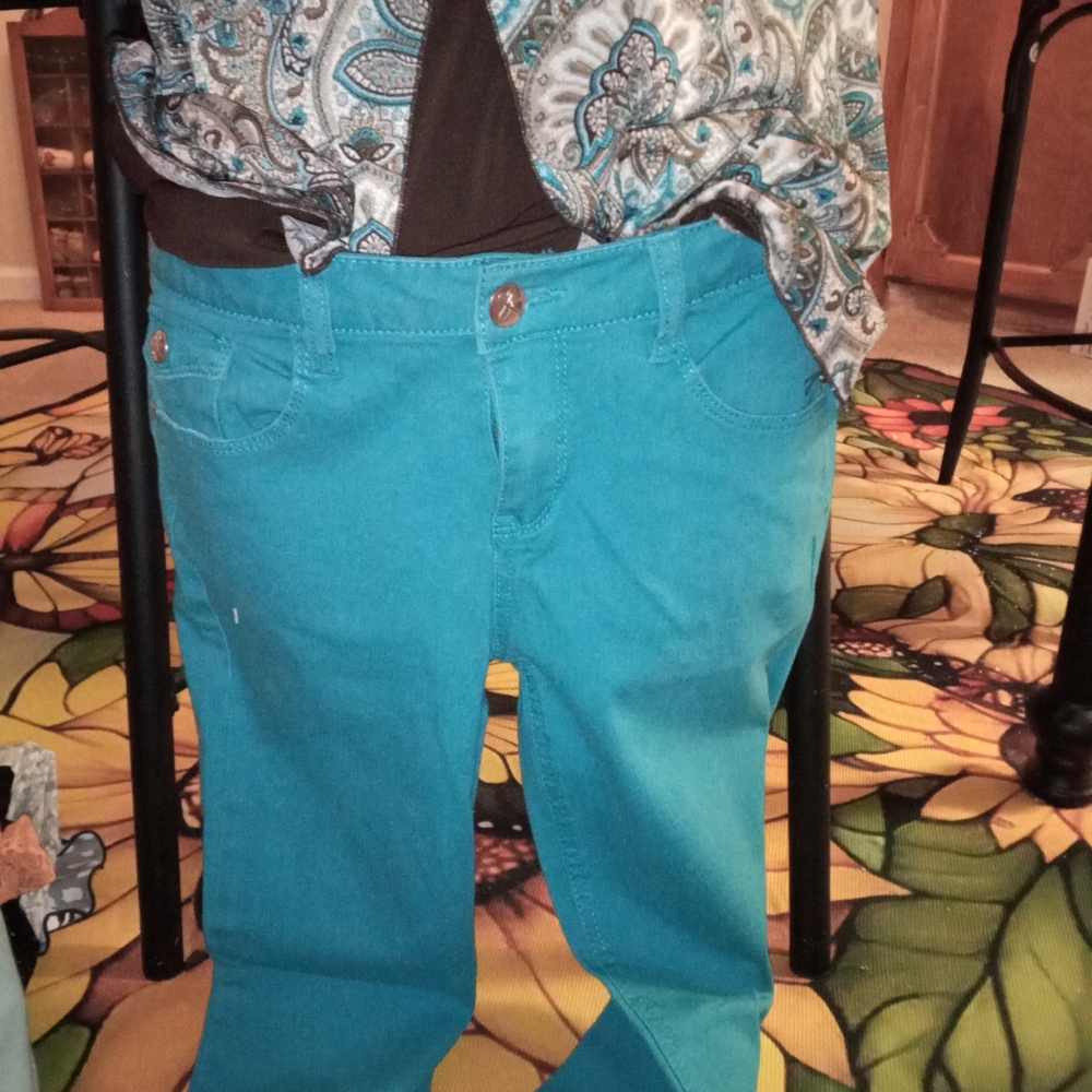 By & By Girl Size 16 Girl's Jeans  Forrest Green Straight Leg